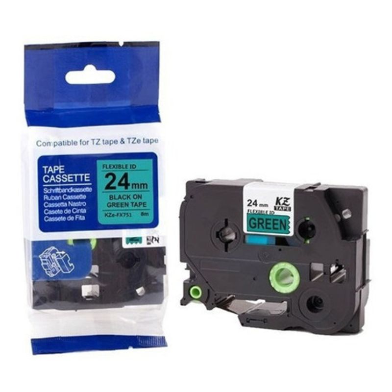 BROTHER - Cinta Brother Flexible Negro Sobre Verde 24mmx8mts Tzefx751
