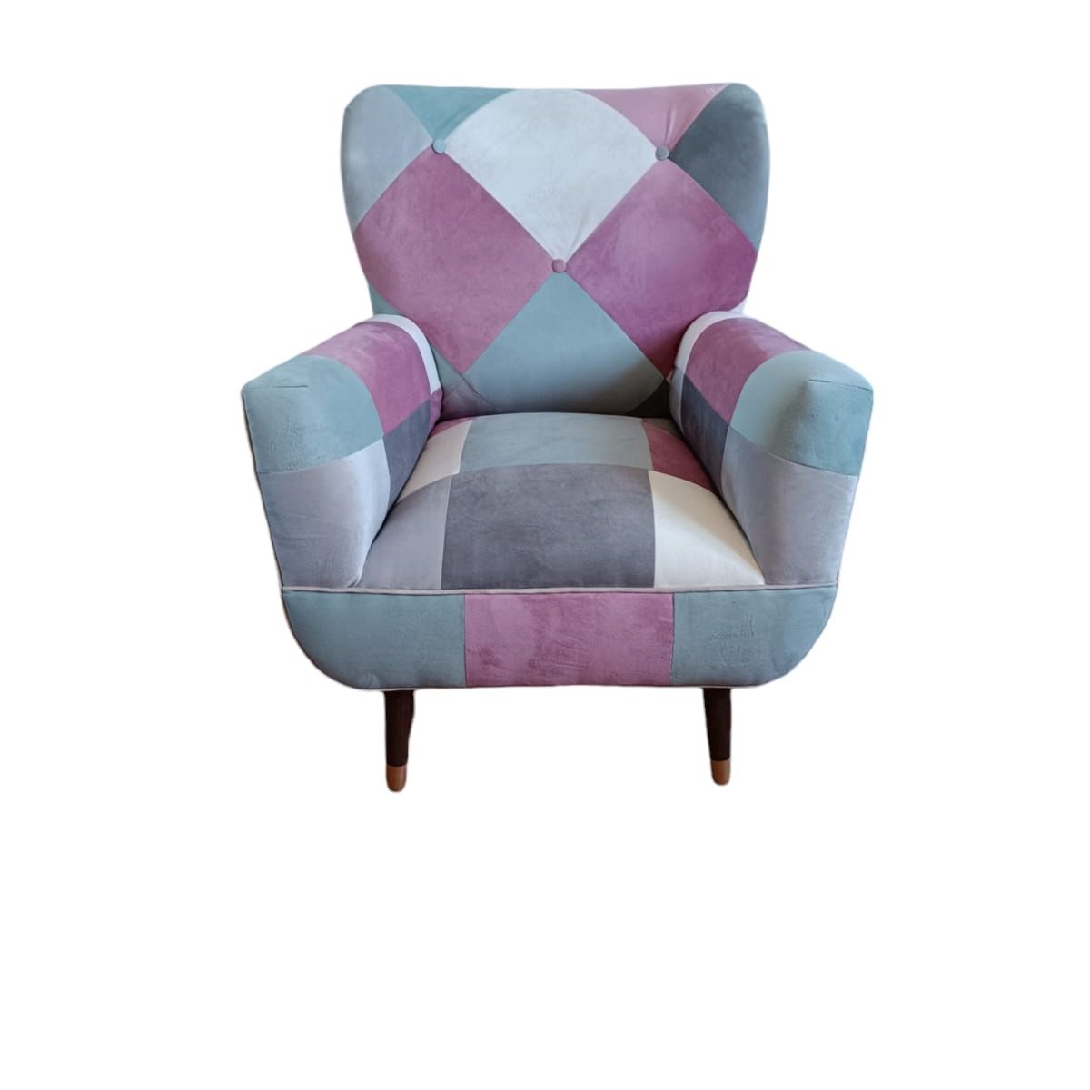 GENERICO - Poltrona modelo bote respaldo alto ,felpa patchwork ,75 x75 x 95cm