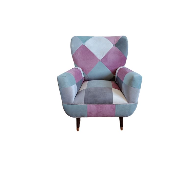 GENERICO - Poltrona modelo bote respaldo alto ,felpa patchwork ,75 x75 x 95cm