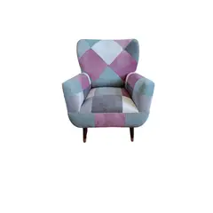 GENERICO - Poltrona modelo bote respaldo alto ,felpa patchwork ,75 x75 x 95cm