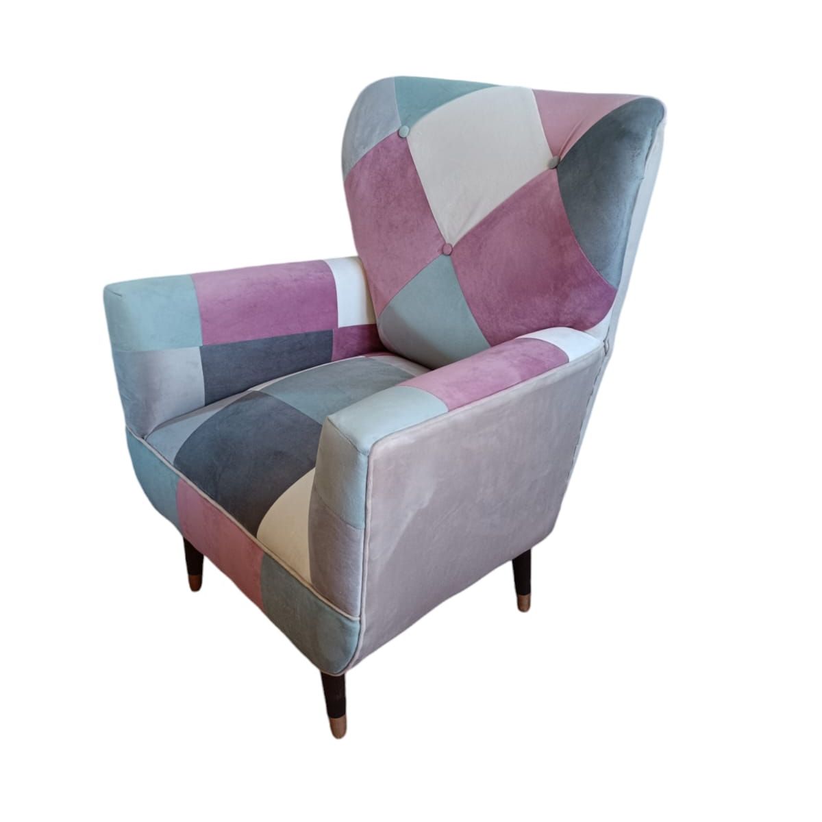 GENERICO - Poltrona modelo bote respaldo alto ,felpa patchwork ,75 x75 x 95cm