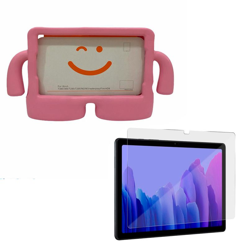 JOIGO - Funda Goma + Lamina Para Samsung Galaxy Tab A7 T500 Rosa.