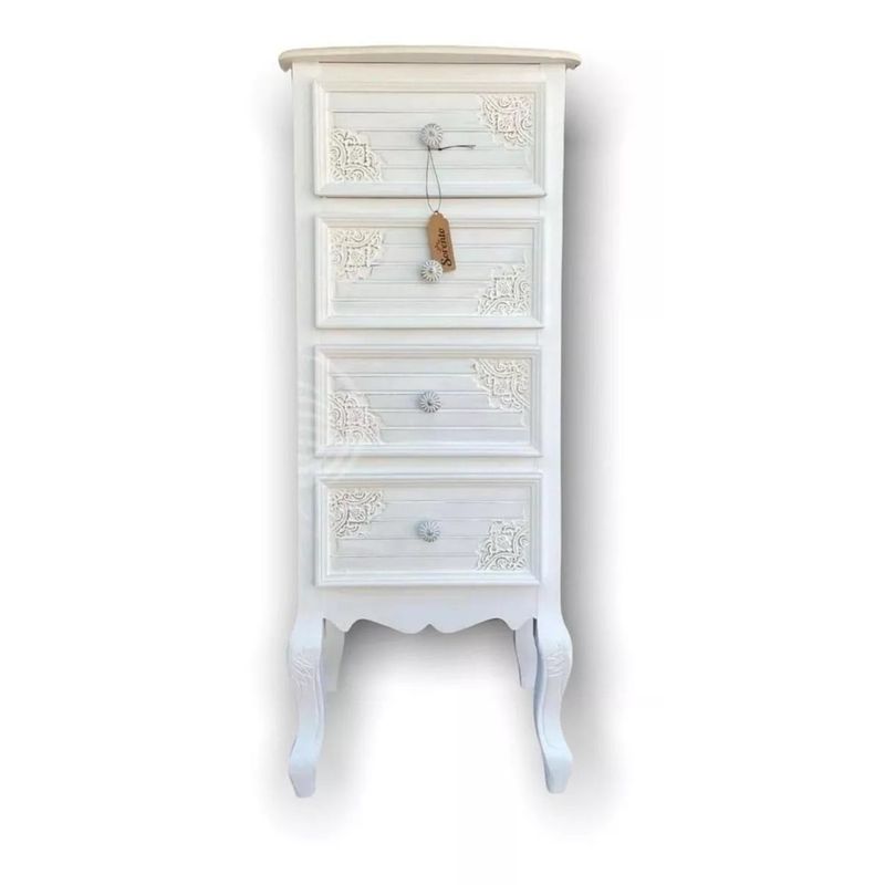 GENERICO - Mueble Blanco Vintage 4 Cajones - S4043