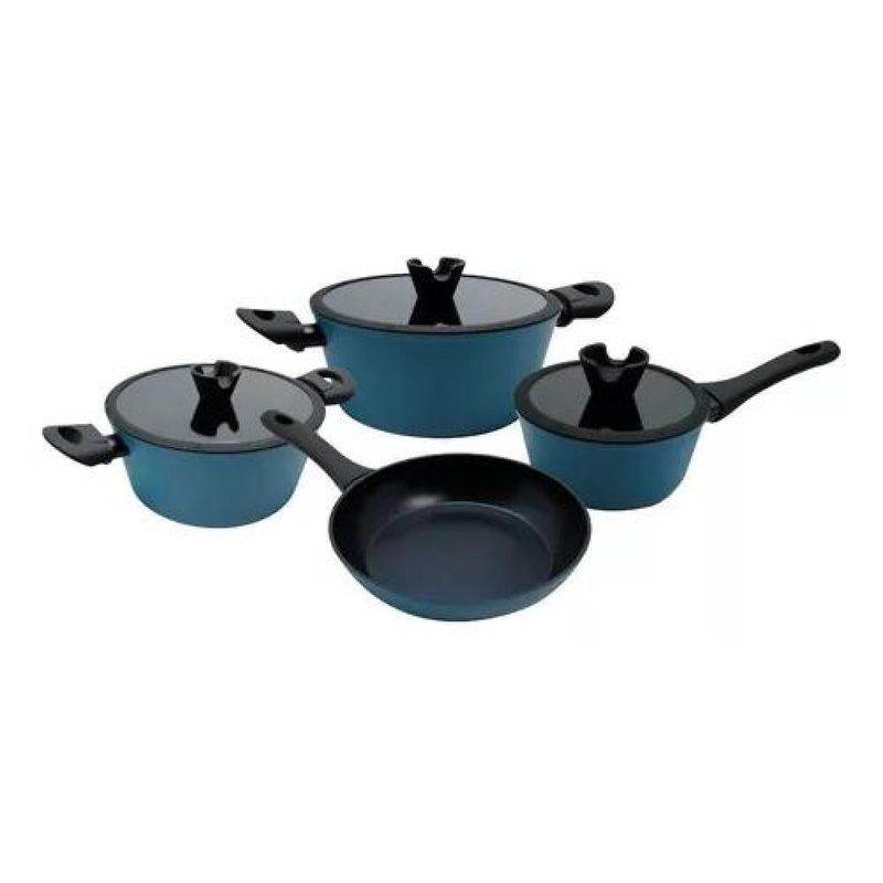 GENERICO - Batería De Cocina Keep Ollas Antiadherentes Diamond 7 Piezas  Azul