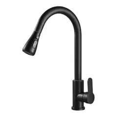 GENERICO - Llave Grifo Extraible para Lavaplatos Negro Mate