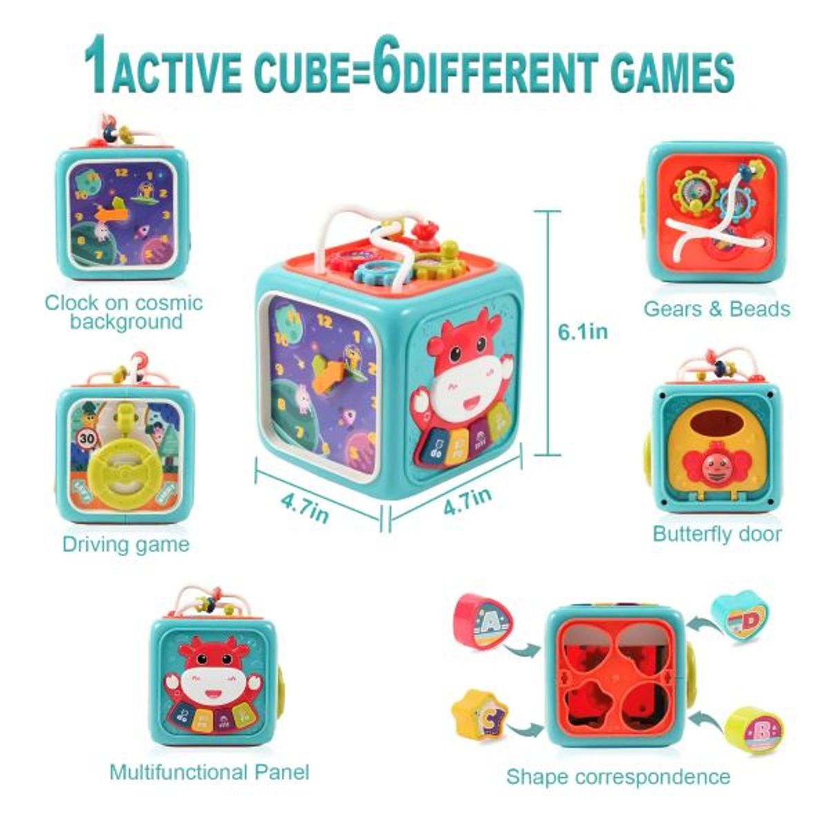 GENERICO - Juego Cubo De Encaje Figuras Luz Y Sonido