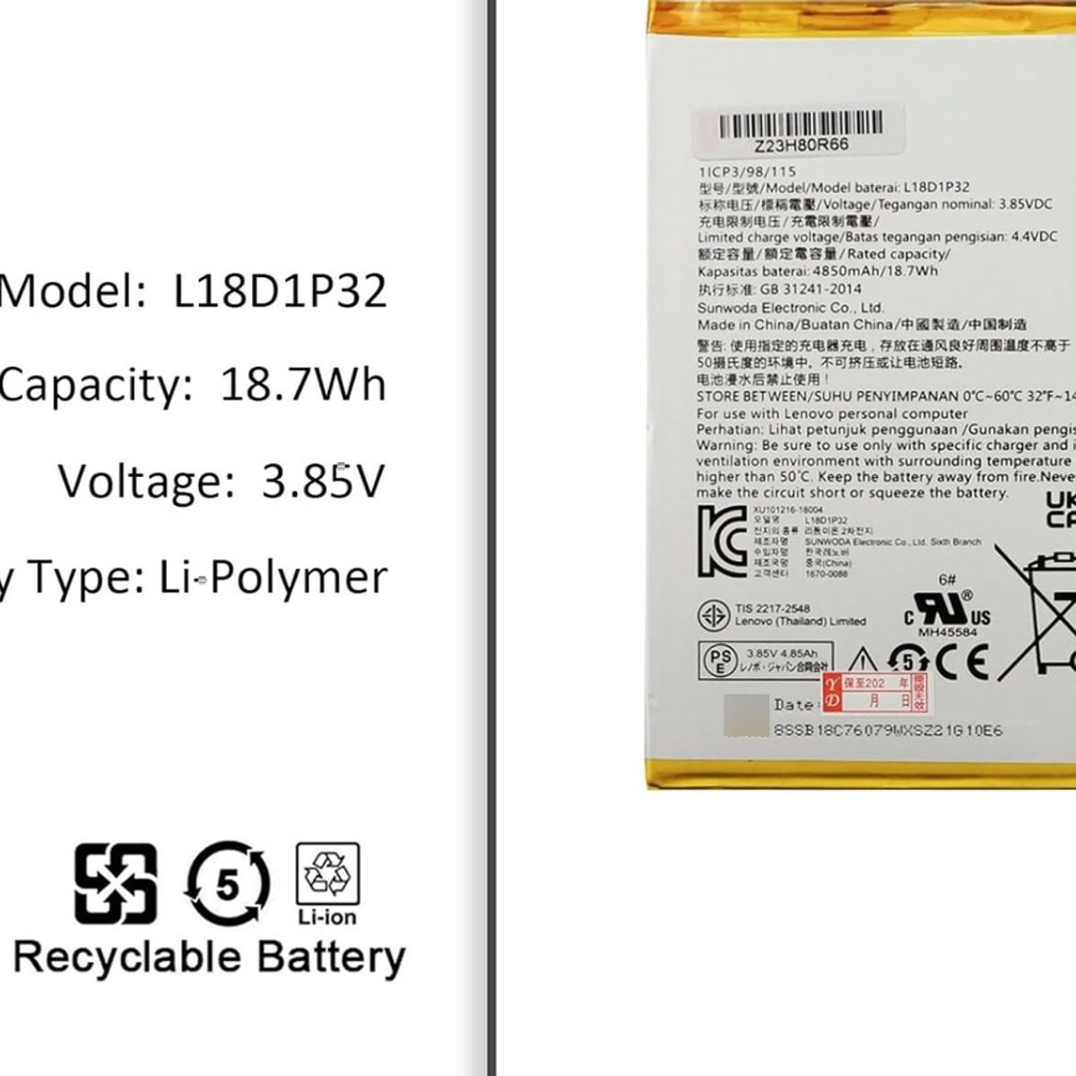 GENERICO - Batería Para Lenovo M10 2da Gen tb-x306 Nueva