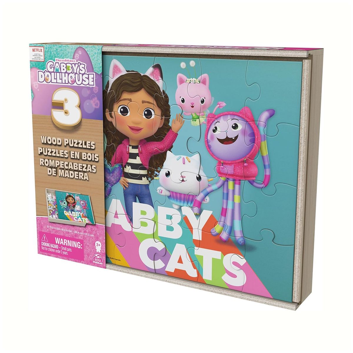 IMEXPORTA - Rompecabezas 3 en 1 Caja Madera - Gabby’s Dollhouse