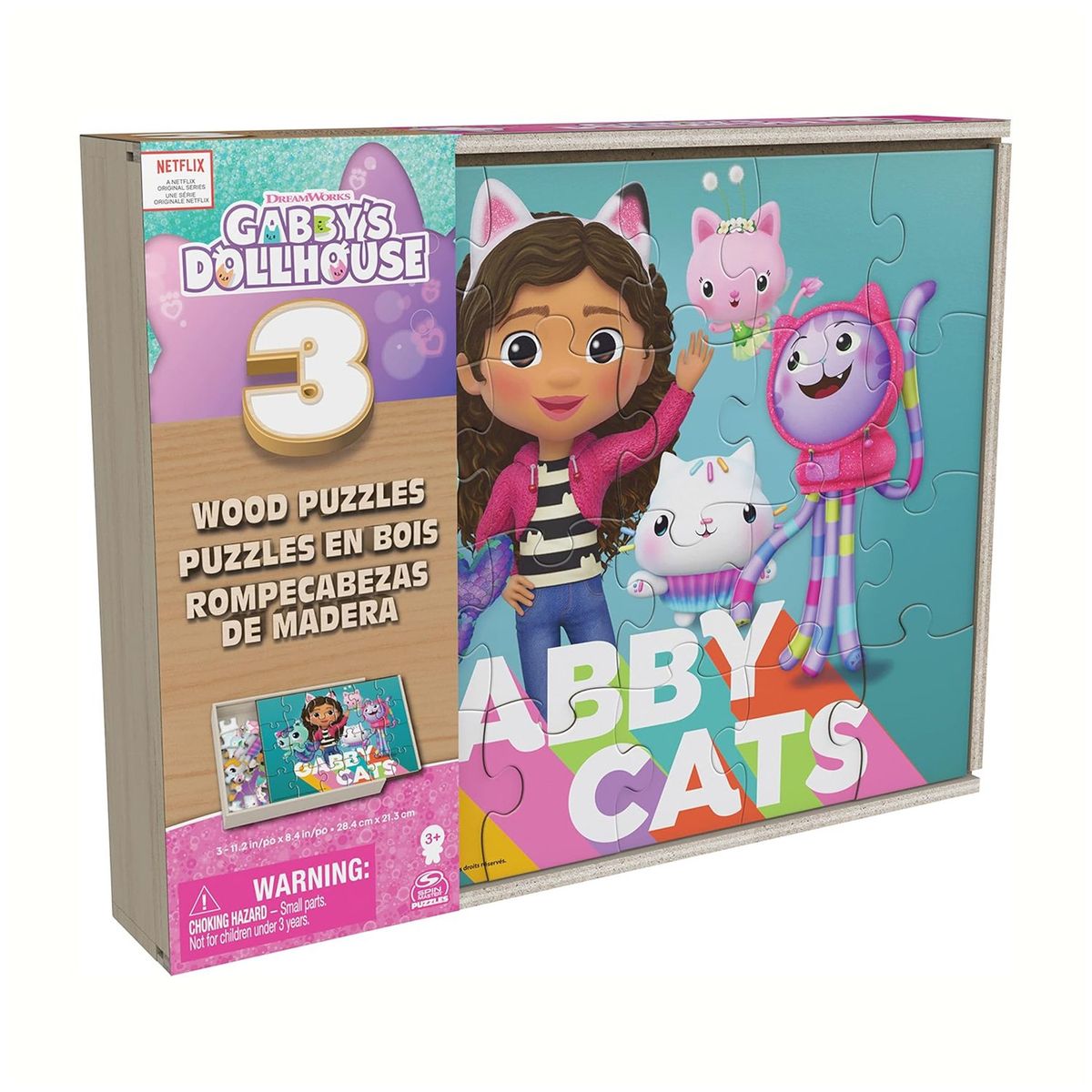 IMEXPORTA - Rompecabezas 3 en 1 Caja Madera - Gabby’s Dollhouse