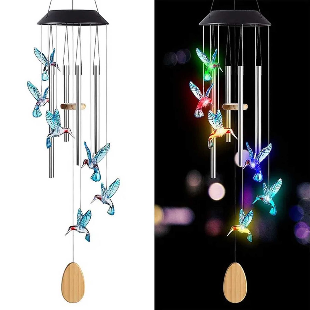 GENERICO - Campana de Viento Solar Colibrí con Sonido- AS160