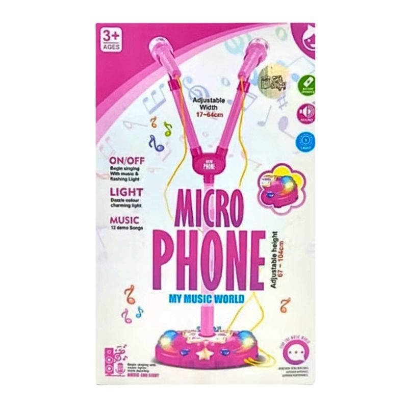 GENERICO - Micrófono Karaoke Infantil Con Luces Y Pedestal Juguete Mp3