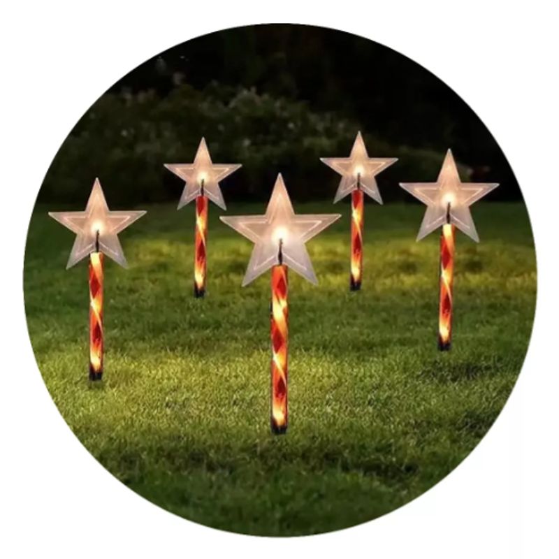 GENERICO - Pack 5 Estacas Navidad Decoracion de Pascua Estaca Solar Estrella