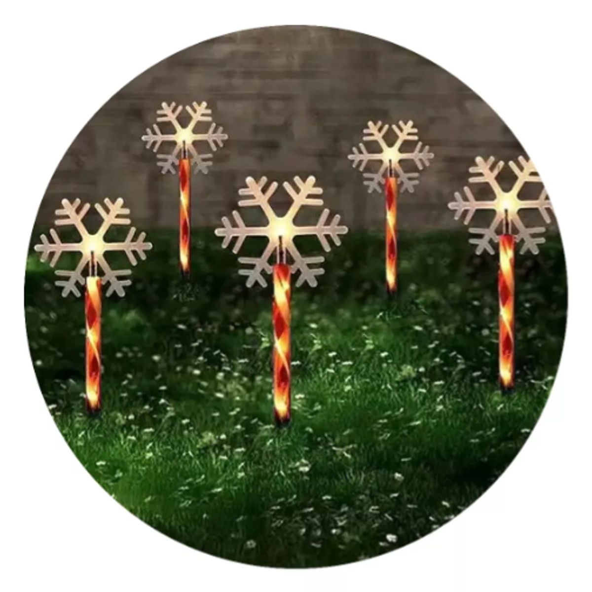Pack 5 Estacas Navidad Decoracion de Pascua Estaca Solar Copo de Nieve, marca GENERICO - Foto Principal