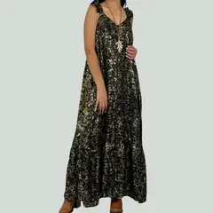ARRAKASTA - Vestido con detalles dorados