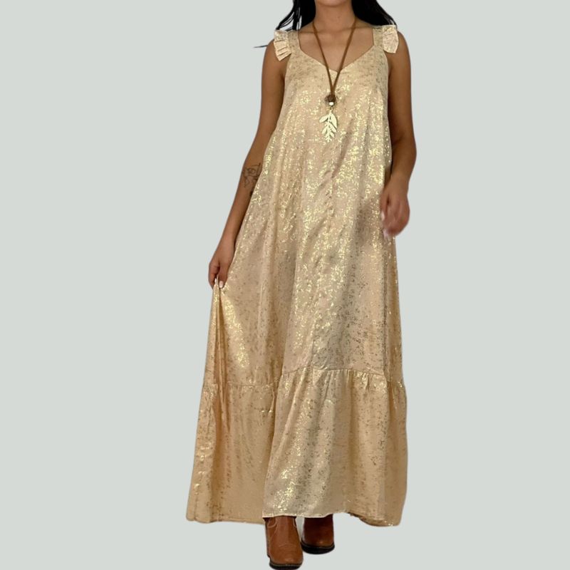 ARRAKASTA - Vestido con detalles dorados