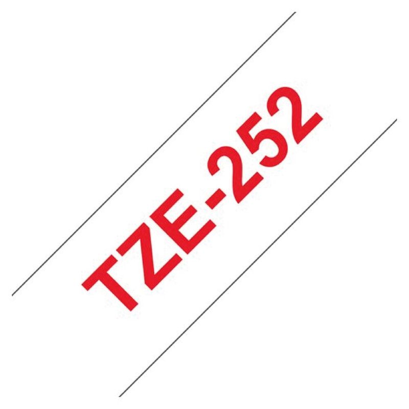 BROTHER - Cinta Brother Tze252 Rojo Sobre Blanco 24mm X 8mts