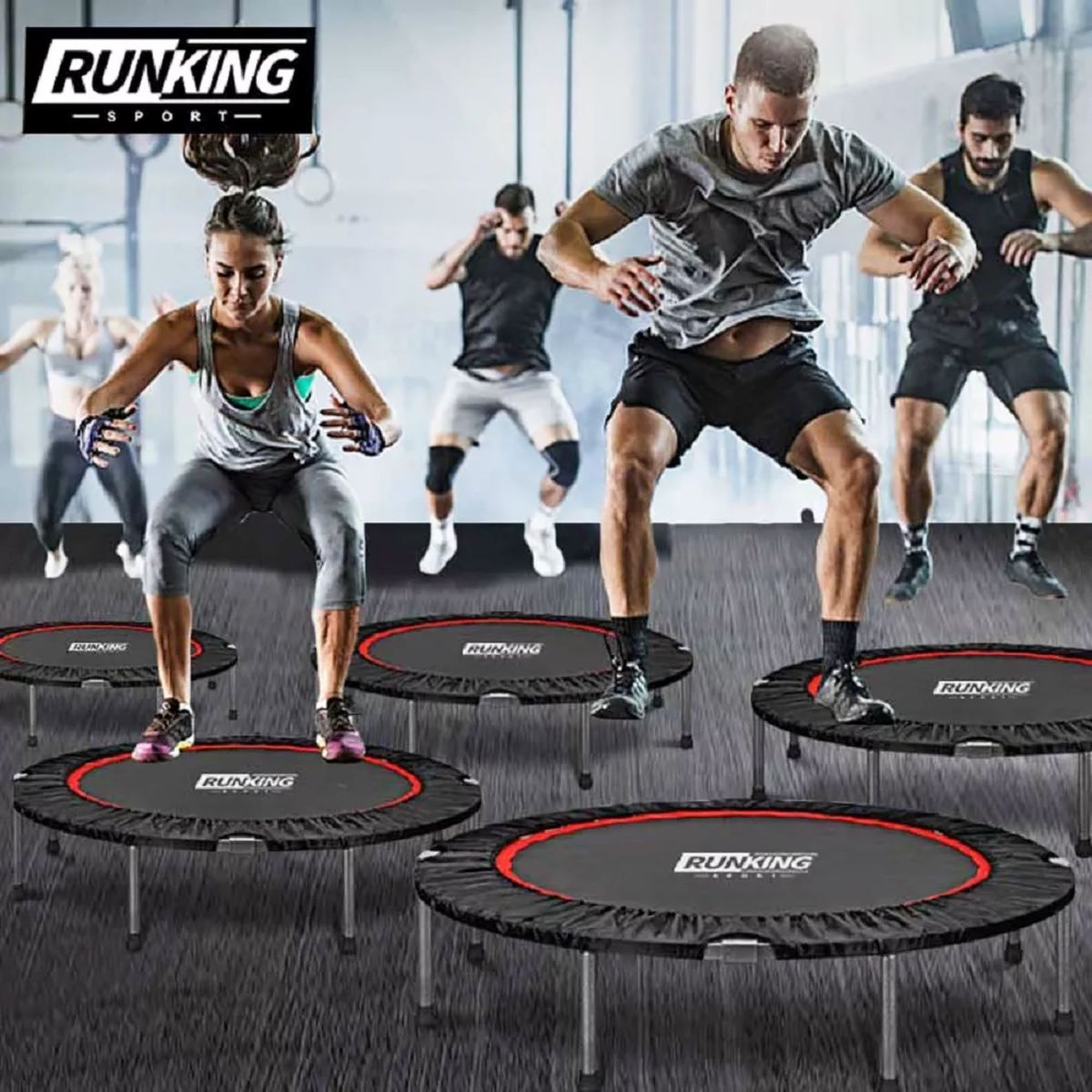 MUNDO MAGIA - Trampolín Plegable Fitness Resortes Y Patas De Acero Negro