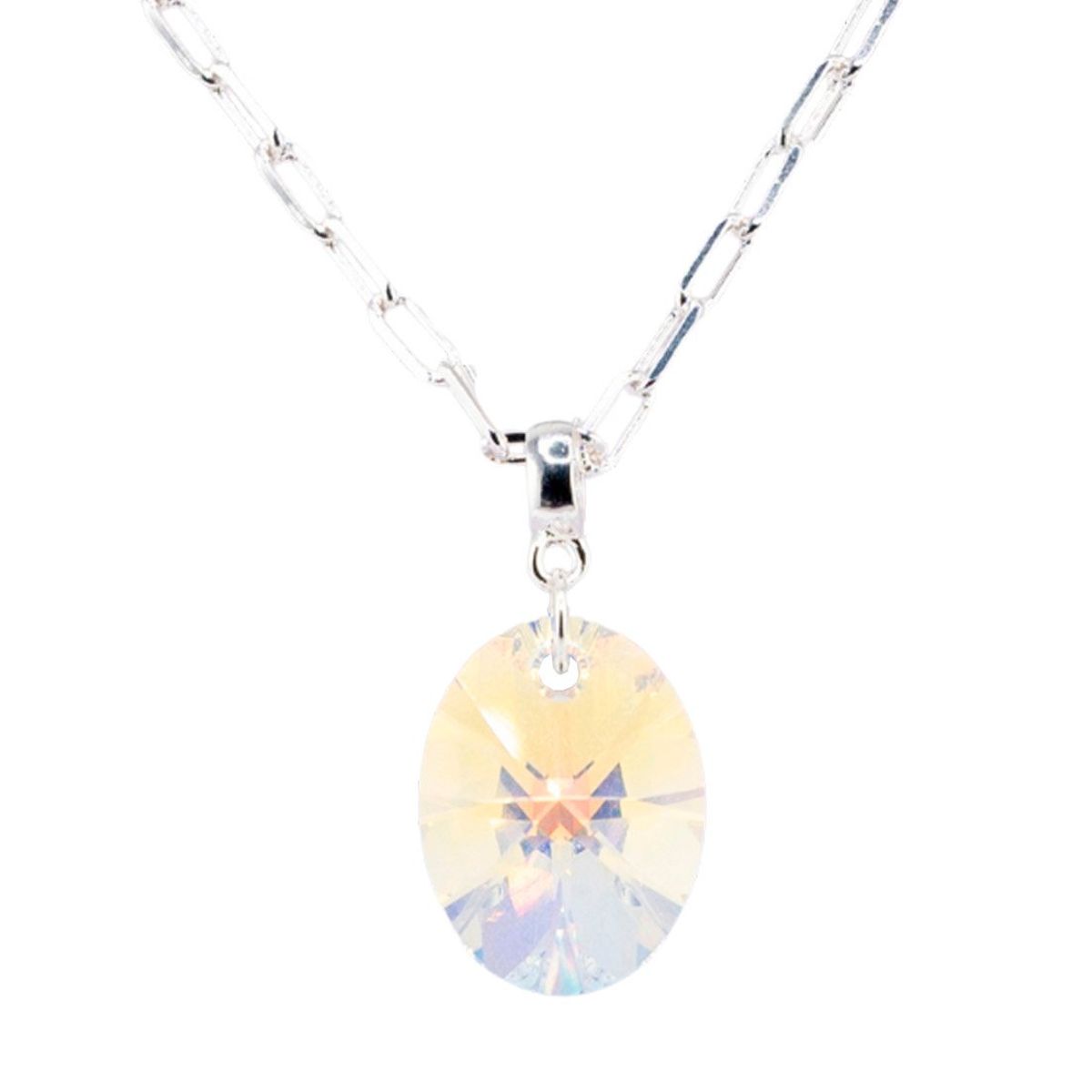 JOYAS MONTERO - Collar Chiara Praga Baño Oro Blanco creado cristales de Swarovski® Aurora Boreal