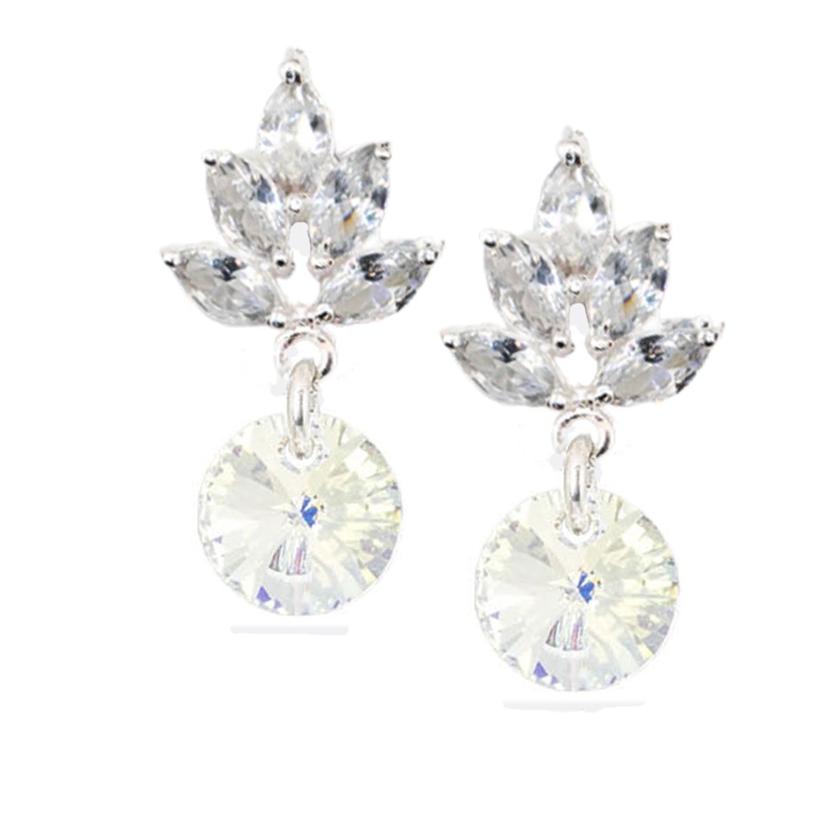 JOYAS MONTERO - Aros Penelope Baño Oro Blanco creado cristales de Swarovski® Aurora Boreal
