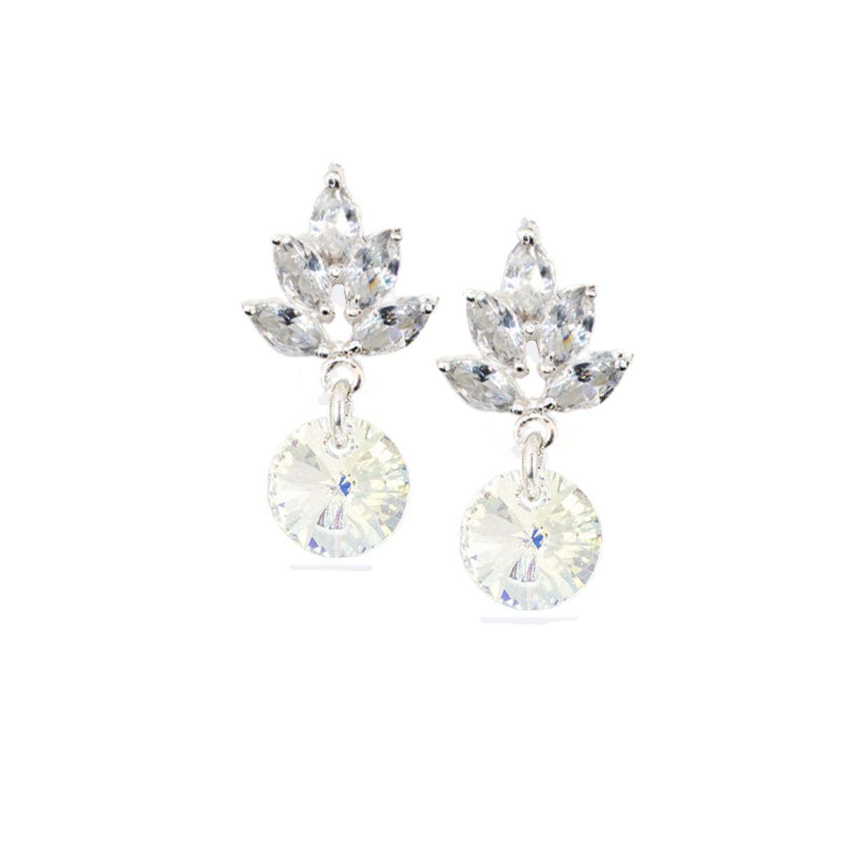 JOYAS MONTERO - Aros Penelope Baño Oro Blanco creado cristales de Swarovski® Aurora Boreal