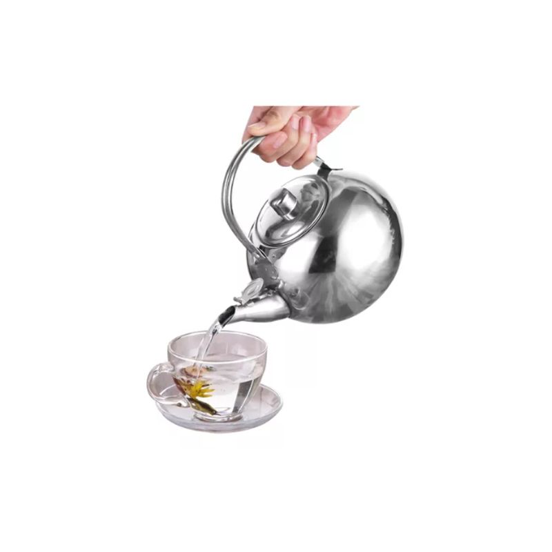 GENERICO - Tetera De Vidrio Con Infusor De Acero Inoxidable 900ml Plata
