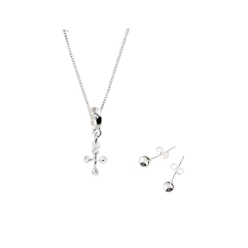 JOYAS MONTERO - Conjunto Noah Baño de Oro Blanco y Microcircones Blancos