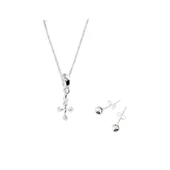 JOYAS MONTERO - Conjunto Noah Baño de Oro Blanco y Microcircones Blancos