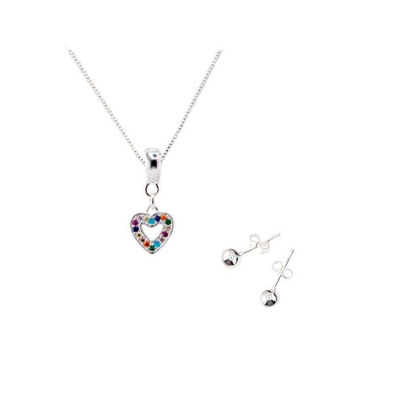 JOYAS MONTERO - Conjunto Leia Baño de Oro Blanco y Microcircones de Colores