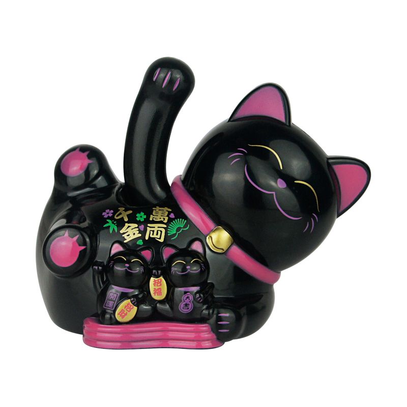 GENERICO - Gato De La Suerte Negro Maneki Neko Energía Solar Decorativa