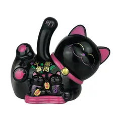 GENERICO - Gato De La Suerte Negro Maneki Neko Energía Solar Decorativa
