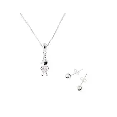 JOYAS MONTERO - Conjunto Lisa Niño Baño de Oro Blanco y Microcircones