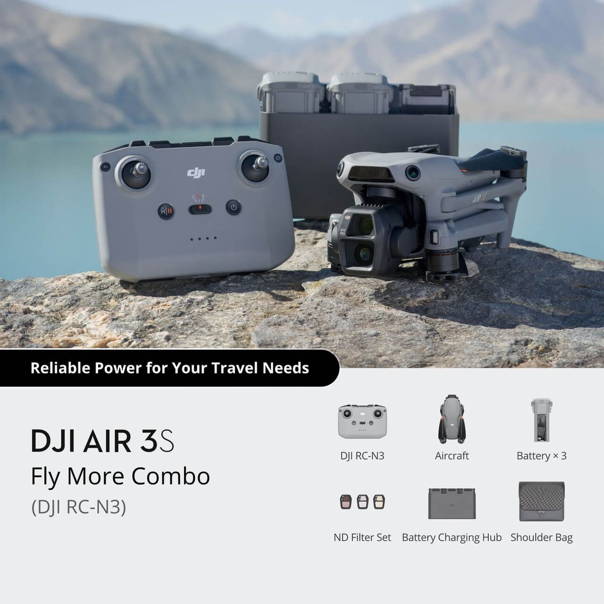 DJI - Drone DJI Air 3S Fly More Combo (DJI RC-N3) + Landing  + memoria 64GB