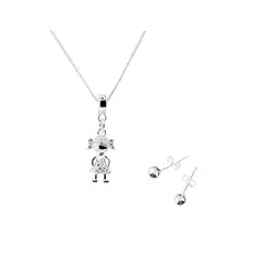 JOYAS MONTERO - Conjunto Lisa Niña Baño de Oro Blanco y Microcircones