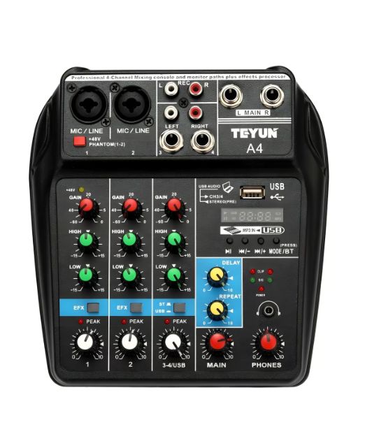 Consola Interfaz Audio 4 Canales Usb Bluetooth