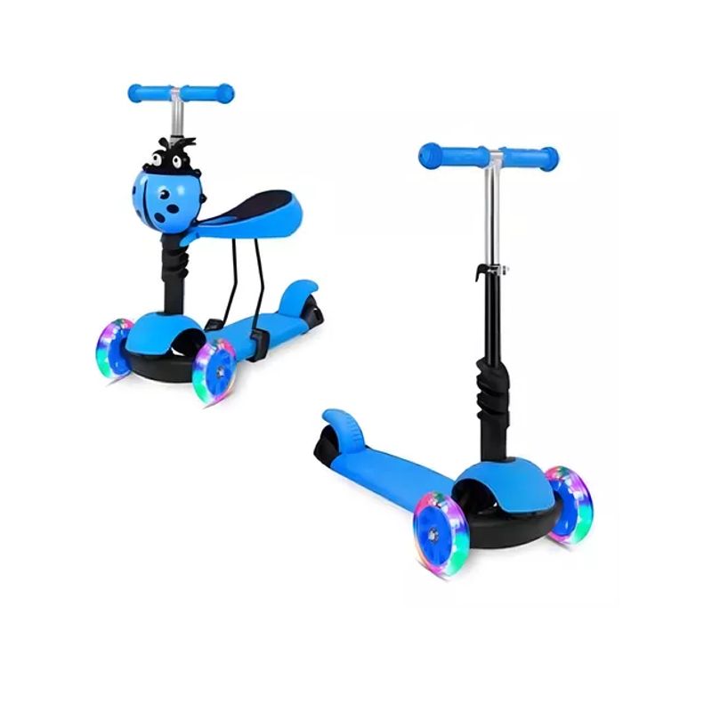 GENERICO - Monopatín Scooter 5 En 1 Con Luz Led Color Azul Mariquita