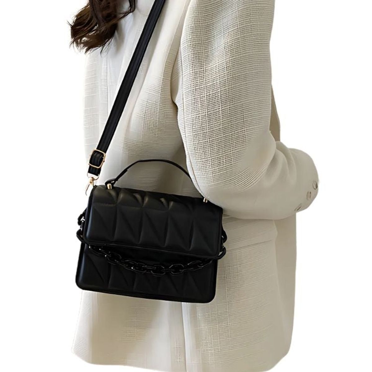 CRUSEC - Cartera De Dama 20x75x15cm Con Diseño Cadena Elegante