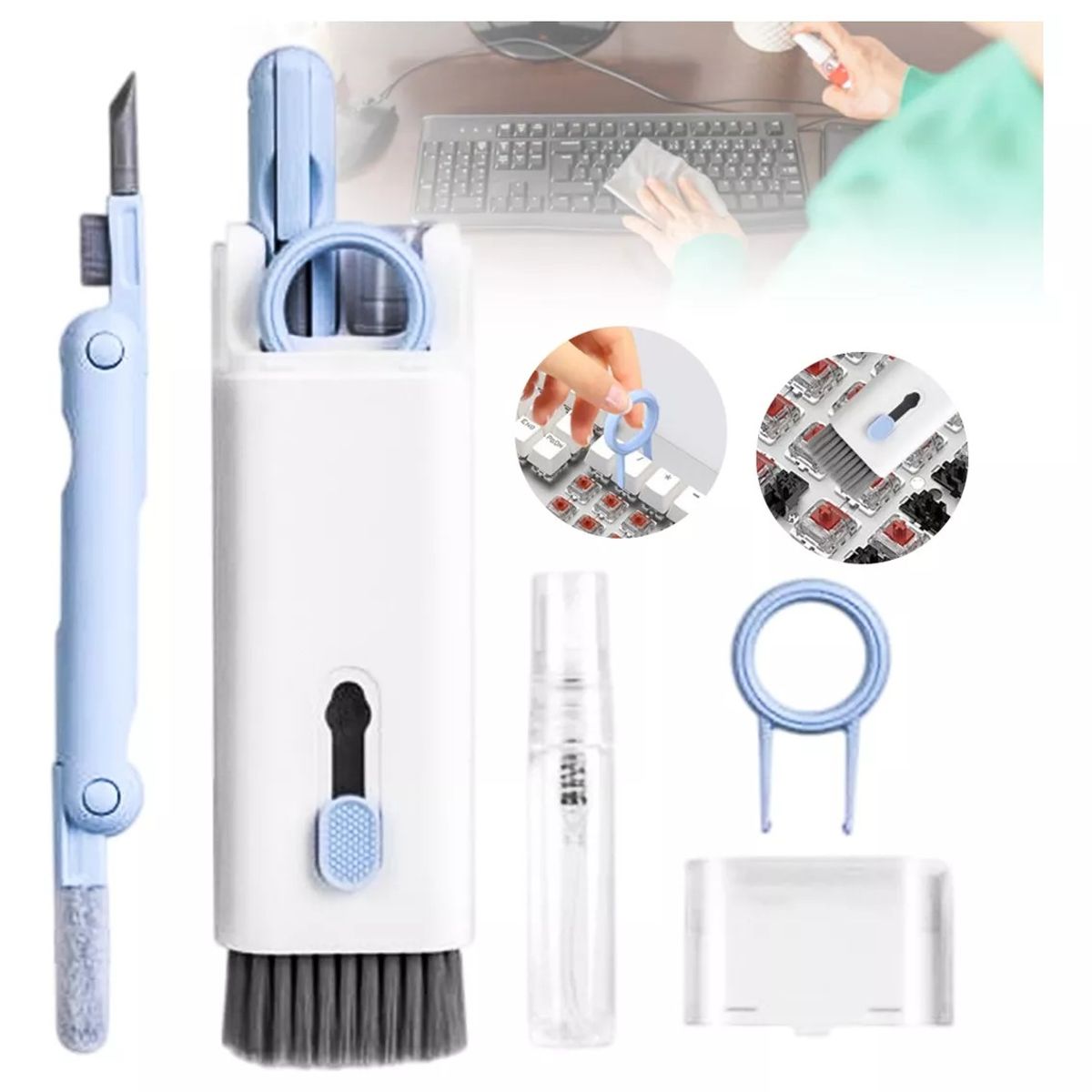 GENERICO - Limpiador 7 - 1 Multiuso Audífonos Teclado Teléfono Pantalla