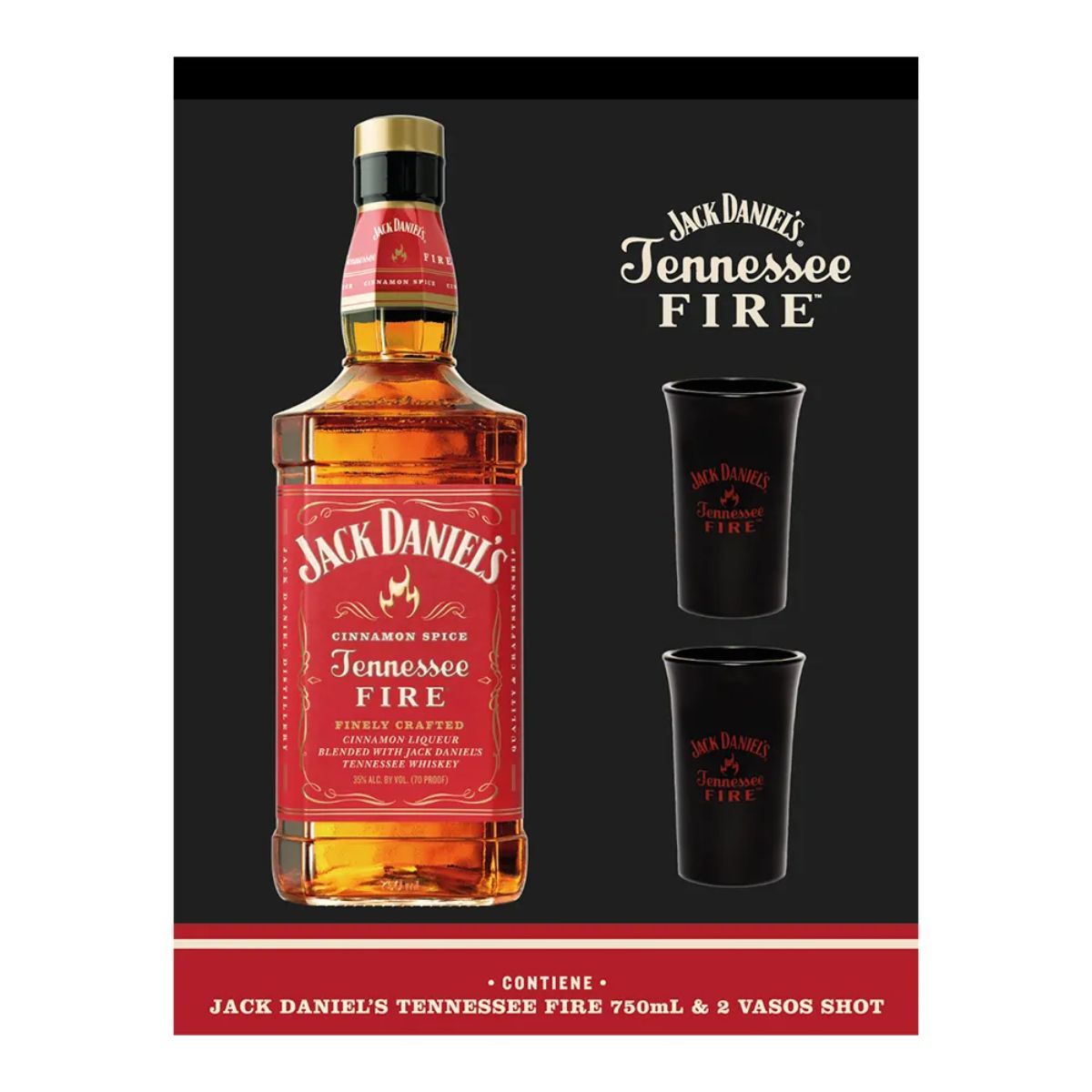 JACK DANIELS - Whiskey Jack Daniel's Fire 750cc + 2 Shot