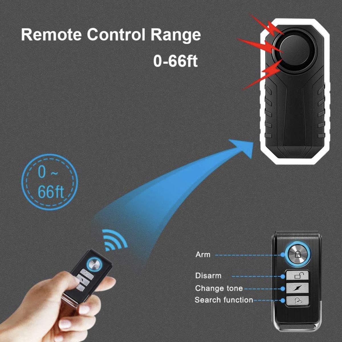 GENERICO - Alarma De Bicicleta Moto De 113 Db Con Sensor De Movimiento