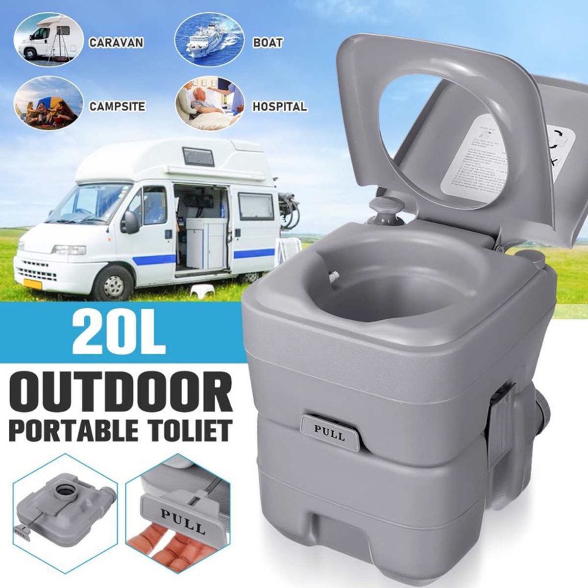 GENERICO - Inodoro Químico Portátil Camping 20l Baño Compacto