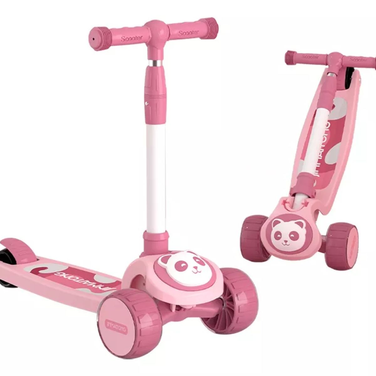 GENERICO - Scooter Infantil Premium Oso Panda Rueda Con Luces rosa