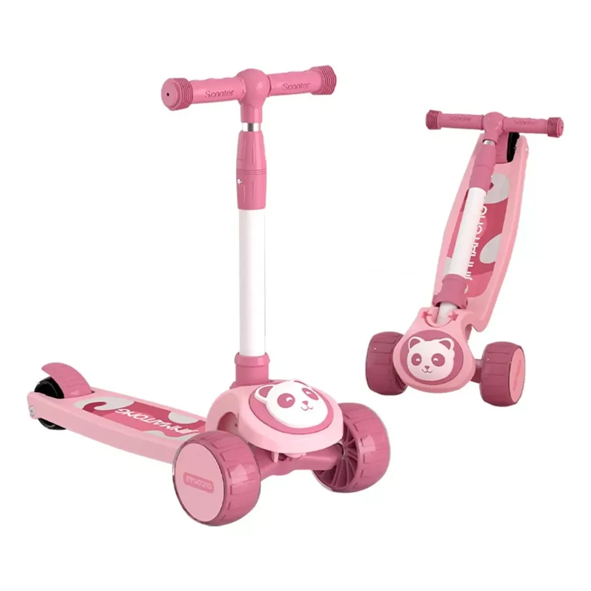 GENERICO - Scooter Infantil Premium Oso Panda Rueda Con Luces rosa