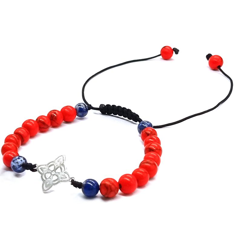 GENERICO - Pulsera Nudo de Bruja Plata Howlita y Lapislázuli Unisex