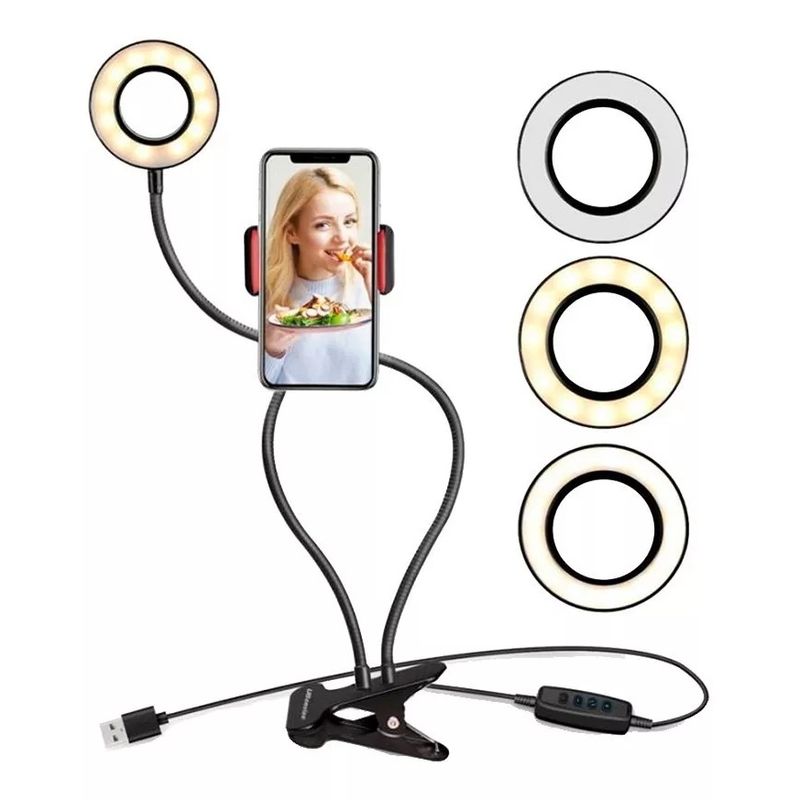GENERICO - Mini Aro De Luz Led Con Base Para Celular