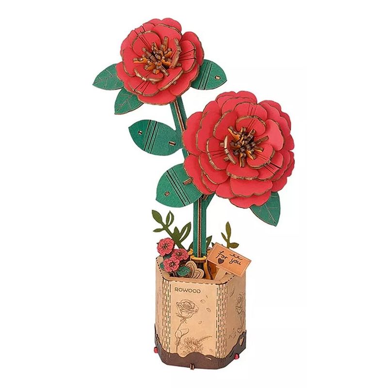 GENERICO - Camelia Flor De Madera Red Camellia Armable Robotime