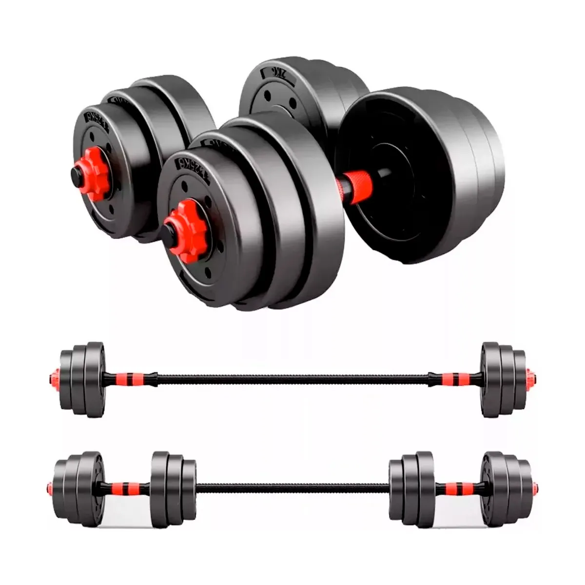 SDFIT - Set De Mancuernas Unibles De 30kg Con Barra Para Extension