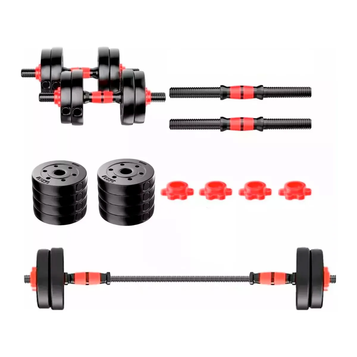 SDFIT - Set De Mancuernas Unibles De 30kg Con Barra Para Extension