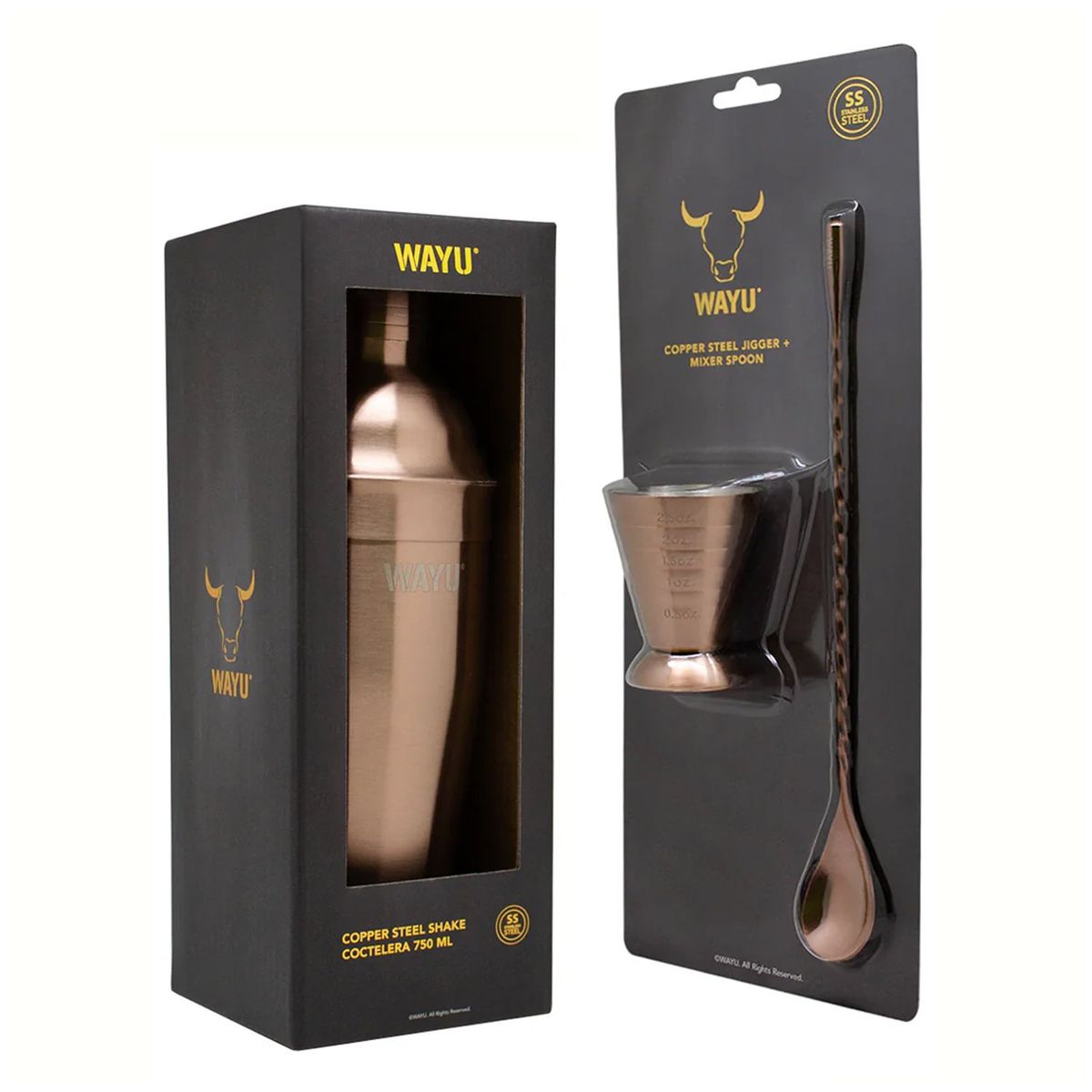 WAYU - Set Bartender Coctelera + Medidor y Revolvedor- Wayu