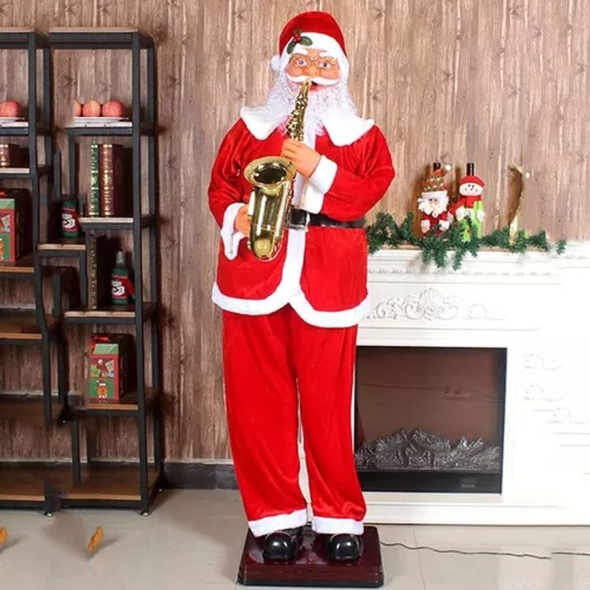 PAPA EN RODAJE - viejo pascuero grande con musica y movimiento 180cm