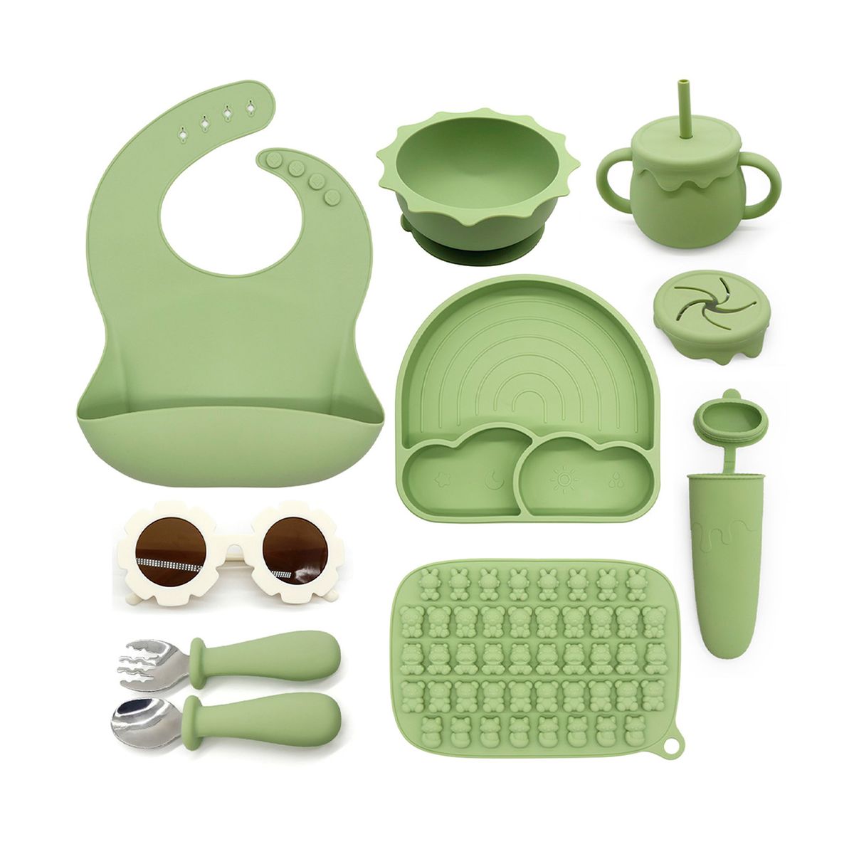 BEBESIT - Set Alimentación Summer Silicona Verde